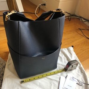 Navy Celine Sangle Bucket Bag